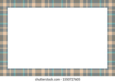 Vintage frame vector. Scottish border pattern retro style. Beauty empty background, template for photo, portrait, album. Tartan plaid ornament.