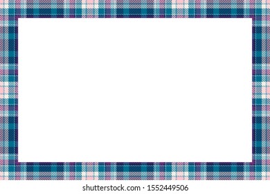 Vintage frame vector. Scottish border pattern retro style. Beauty empty background, template for photo, portrait, album. Tartan plaid ornament.