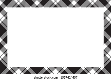 Vintage frame vector. Scottish border pattern retro style. Beauty empty background, template for photo, portrait, album. Tartan plaid ornament.