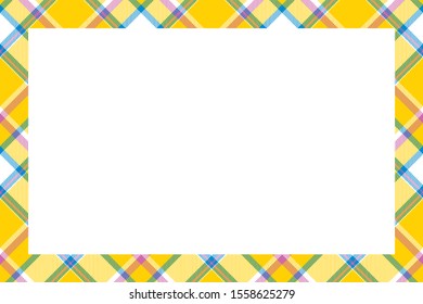 Vintage frame vector. Scottish border pattern retro style. Beauty empty background, template for photo, portrait, album. Tartan plaid ornament.
