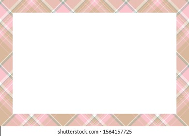 Vintage frame vector. Scottish border pattern retro style. Beauty empty background, template for photo, portrait, album. Tartan plaid ornament.