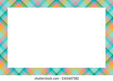 Vintage frame vector. Scottish border pattern retro style. Beauty empty background, template for photo, portrait, album. Tartan plaid ornament.
