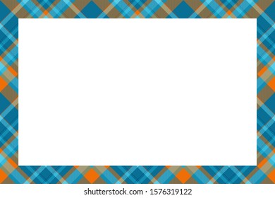 Vintage frame vector. Scottish border pattern retro style. Beauty empty background, template for photo, portrait, album. Tartan plaid ornament.