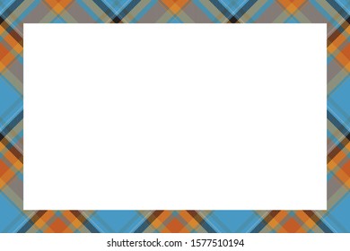 Vintage frame vector. Scottish border pattern retro style. Beauty empty background, template for photo, portrait, album. Tartan plaid ornament.