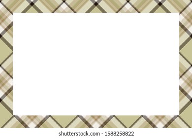 Vintage frame vector. Scottish border pattern retro style. Beauty empty background, template for photo, portrait, album. Tartan plaid ornament.