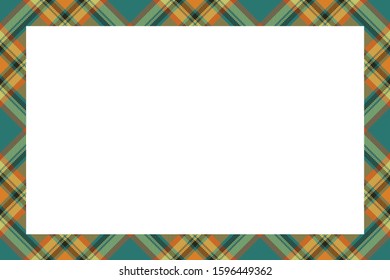 Vintage frame vector. Scottish border pattern retro style. Beauty empty background, template for photo, portrait, album. Tartan plaid ornament.