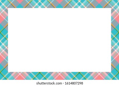 Vintage frame vector. Scottish border pattern retro style. Beauty empty background, template for photo, portrait, album. Tartan plaid ornament.