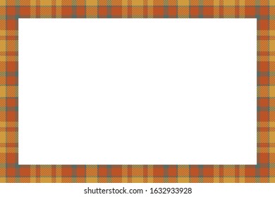 Vintage frame vector. Scottish border pattern retro style. Beauty empty background, template for photo, portrait, album. Tartan plaid ornament.