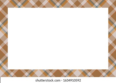 Vintage frame vector. Scottish border pattern retro style. Beauty empty background, template for photo, portrait, album. Tartan plaid ornament.