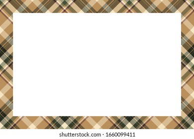 Vintage frame vector. Scottish border pattern retro style. Beauty empty background, template for photo, portrait, album. Tartan plaid ornament.