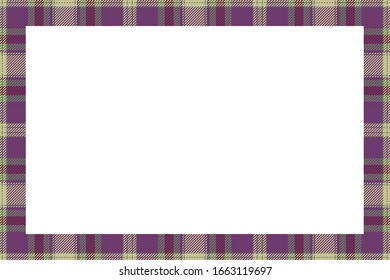 Vintage frame vector. Scottish border pattern retro style. Beauty empty background, template for photo, portrait, album. Tartan plaid ornament.