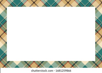 Vintage frame vector. Scottish border pattern retro style. Beauty empty background, template for photo, portrait, album. Tartan plaid ornament.