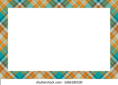Vintage frame vector. Scottish border pattern retro style. Beauty empty background, template for photo, portrait, album. Tartan plaid ornament.