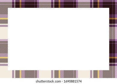 Vintage frame vector. Scottish border pattern retro style. Beauty empty background, template for photo, portrait, album. Tartan plaid ornament.