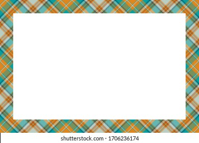 Vintage frame vector. Scottish border pattern retro style. Beauty empty background, template for photo, portrait, album. Tartan plaid ornament.