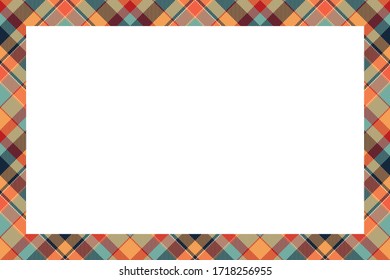 Vintage frame vector. Scottish border pattern retro style. Beauty empty background, template for photo, portrait, album. Tartan plaid ornament.