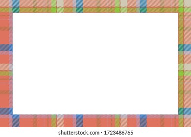Vintage frame vector. Scottish border pattern retro style. Beauty empty background, template for photo, portrait, album. Tartan plaid ornament.