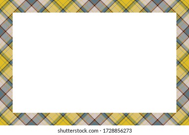 Vintage frame vector. Scottish border pattern retro style. Beauty empty background, template for photo, portrait, album. Tartan plaid ornament.