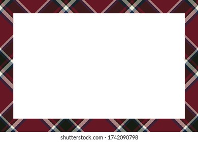 Vintage frame vector. Scottish border pattern retro style. Beauty empty background, template for photo, portrait, album. Tartan plaid ornament.