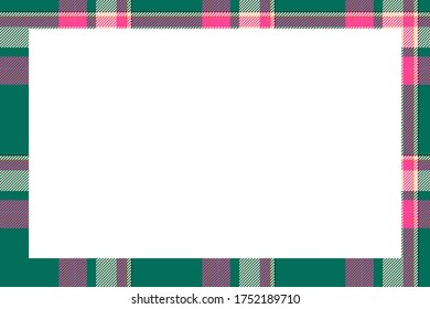 Vintage frame vector. Scottish border pattern retro style. Beauty empty background, template for photo, portrait, album. Tartan plaid ornament.
