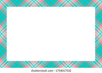 Vintage frame vector. Scottish border pattern retro style. Beauty empty background, template for photo, portrait, album. Tartan plaid ornament.
