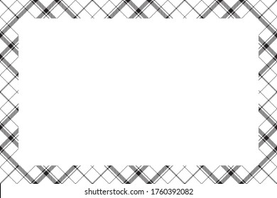 Vintage frame vector. Scottish border pattern retro style. Beauty empty background, template for photo, portrait, album. Tartan plaid ornament.