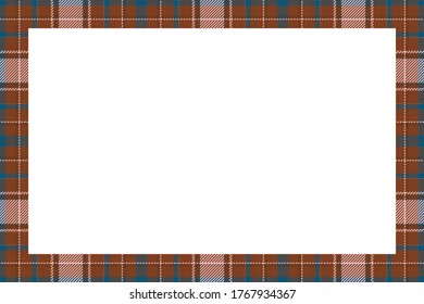 Vintage frame vector. Scottish border pattern retro style. Beauty empty background, template for photo, portrait, album. Tartan plaid ornament.