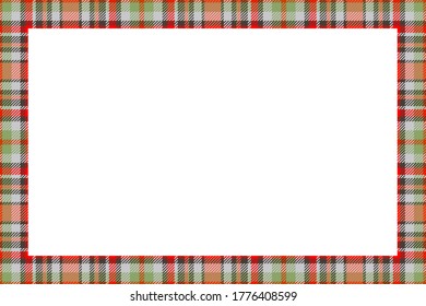 Vintage frame vector. Scottish border pattern retro style. Beauty empty background, template for photo, portrait, album. Tartan plaid ornament.
