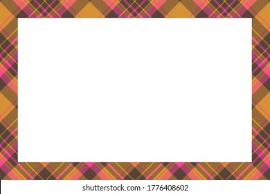 Vintage frame vector. Scottish border pattern retro style. Beauty empty background, template for photo, portrait, album. Tartan plaid ornament.