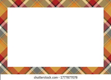 Vintage frame vector. Scottish border pattern retro style. Beauty empty background, template for photo, portrait, album. Tartan plaid ornament.