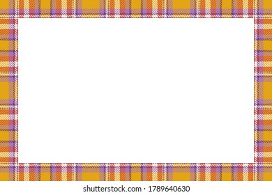 Vintage frame vector. Scottish border pattern retro style. Beauty empty background, template for photo, portrait, album. Tartan plaid ornament.