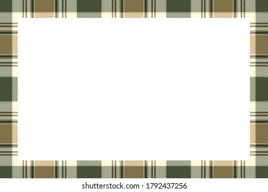 Vintage frame vector. Scottish border pattern retro style. Beauty empty background, template for photo, portrait, album. Tartan plaid ornament.