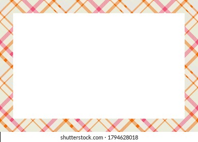 Vintage frame vector. Scottish border pattern retro style. Beauty empty background, template for photo, portrait, album. Tartan plaid ornament.