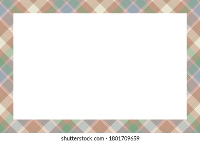 Vintage frame vector. Scottish border pattern retro style. Beauty empty background, template for photo, portrait, album. Tartan plaid ornament.