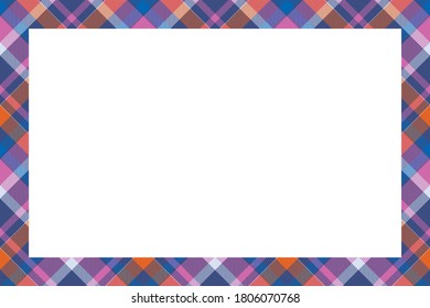 Vintage frame vector. Scottish border pattern retro style. Beauty empty background, template for photo, portrait, album. Tartan plaid ornament.