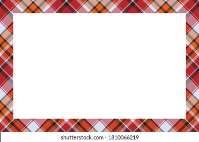 Vintage frame vector. Scottish border pattern retro style. Beauty empty background, template for photo, portrait, album. Tartan plaid ornament.