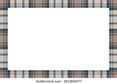 Vintage frame vector. Scottish border pattern retro style. Beauty empty background, template for photo, portrait, album. Tartan plaid ornament.