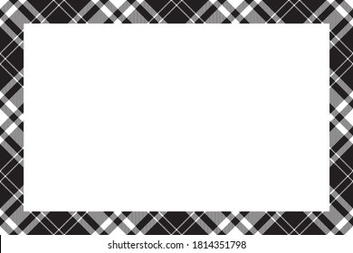 Vintage frame vector. Scottish border pattern retro style. Beauty empty background, template for photo, portrait, album. Tartan plaid ornament.