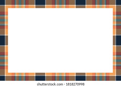 Vintage frame vector. Scottish border pattern retro style. Beauty empty background, template for photo, portrait, album. Tartan plaid ornament.