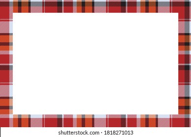Vintage frame vector. Scottish border pattern retro style. Beauty empty background, template for photo, portrait, album. Tartan plaid ornament.