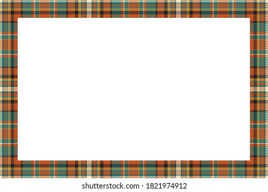Vintage frame vector. Scottish border pattern retro style. Beauty empty background, template for photo, portrait, album. Tartan plaid ornament.