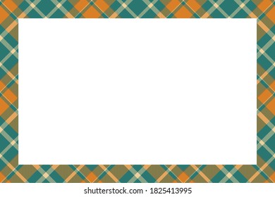 Vintage frame vector. Scottish border pattern retro style. Beauty empty background, template for photo, portrait, album. Tartan plaid ornament.