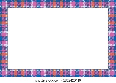 Vintage frame vector. Scottish border pattern retro style. Beauty empty background, template for photo, portrait, album. Tartan plaid ornament.