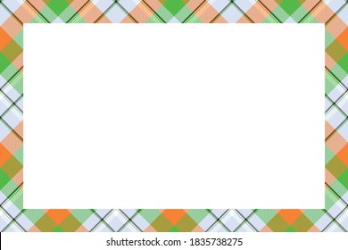 Vintage frame vector. Scottish border pattern retro style. Beauty empty background, template for photo, portrait, album. Tartan plaid ornament.