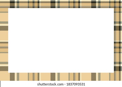 Vintage frame vector. Scottish border pattern retro style. Beauty empty background, template for photo, portrait, album. Tartan plaid ornament.