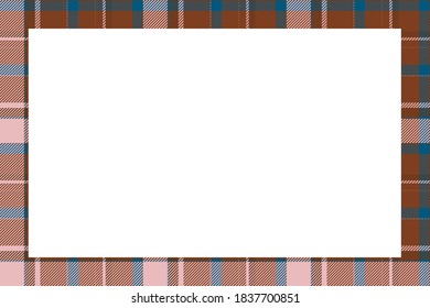 Vintage frame vector. Scottish border pattern retro style. Beauty empty background, template for photo, portrait, album. Tartan plaid ornament.