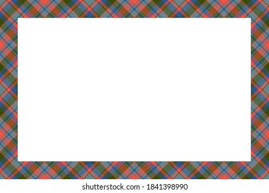 Vintage-Frame-Vektor. Schottischer Grenzmuster Retro-Stil. Schöner leerer Hintergrund, Vorlage für Foto, Porträt, Album. Tartan-Plaid-Ornament.