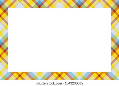 Vintage frame vector. Scottish border pattern retro style. Beauty empty background, template for photo, portrait, album. Tartan plaid ornament.