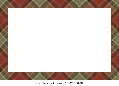 Vintage frame vector. Scottish border pattern retro style. Beauty empty background, template for photo, portrait, album. Tartan plaid ornament.