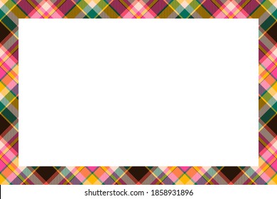 Vintage frame vector. Scottish border pattern retro style. Beauty empty background, template for photo, portrait, album. Tartan plaid ornament.